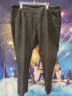 Slimsation By Multiples Dark Charcoal Pull-On Ankle Pants